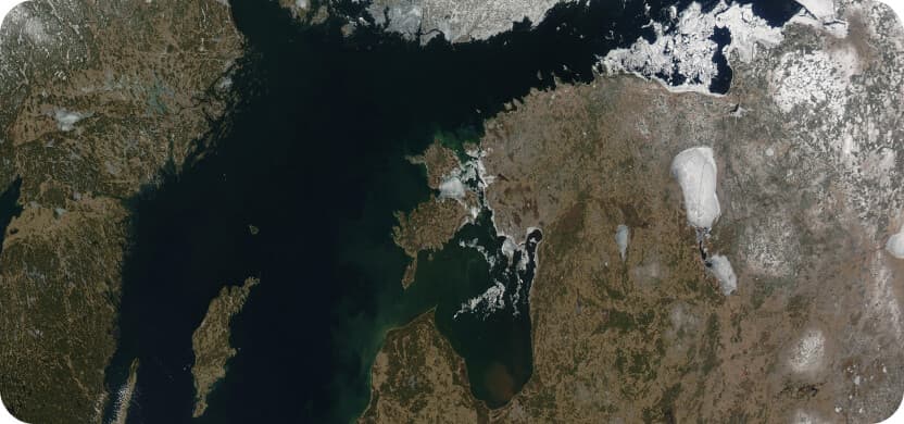 Satellite image of Estonia and its neighbour countries